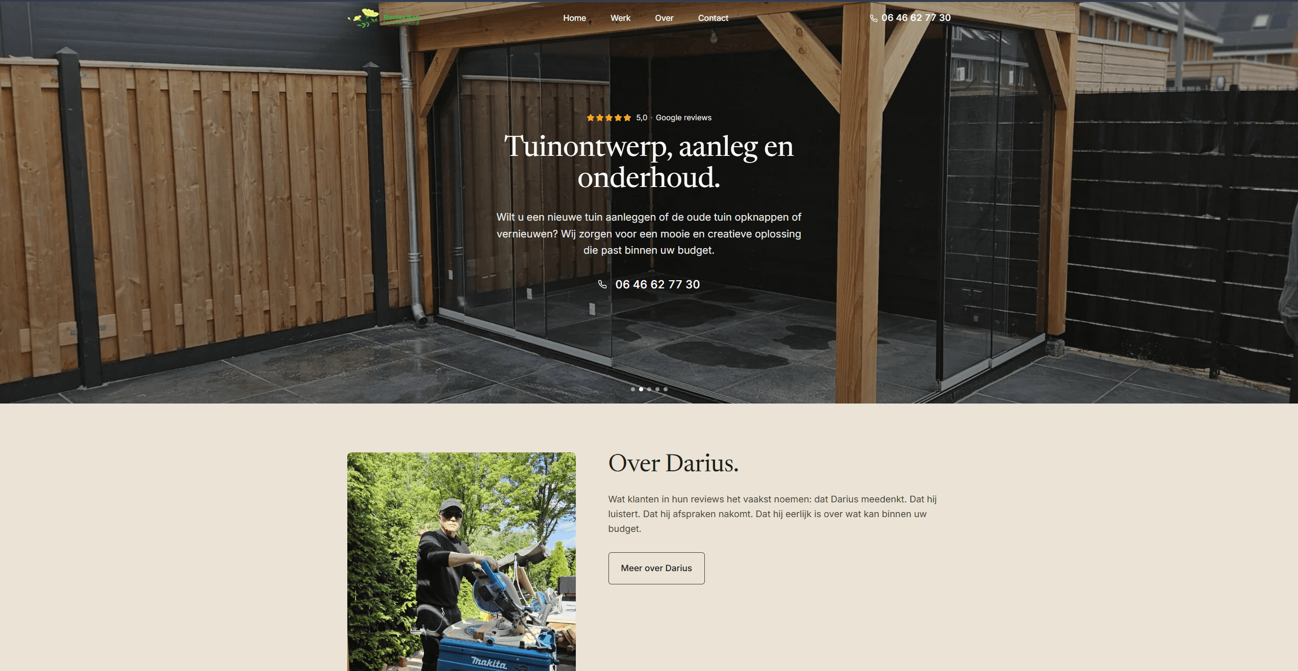 Custom website built for Darius Rad Hoveniers by DiBiSo